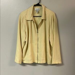 Yellow Utility Jacket with Notched Lapel and Relaxed Fit 100% Silk